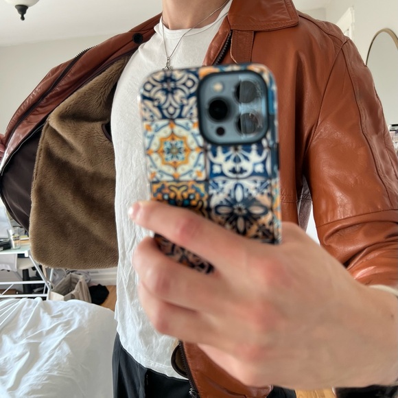 Leather Jacket with Fur Interior Coating - Picture 3 of 4